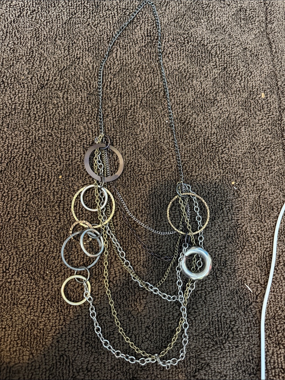 Two-Tone Layered Circle Chain Necklace - Silver & Gold